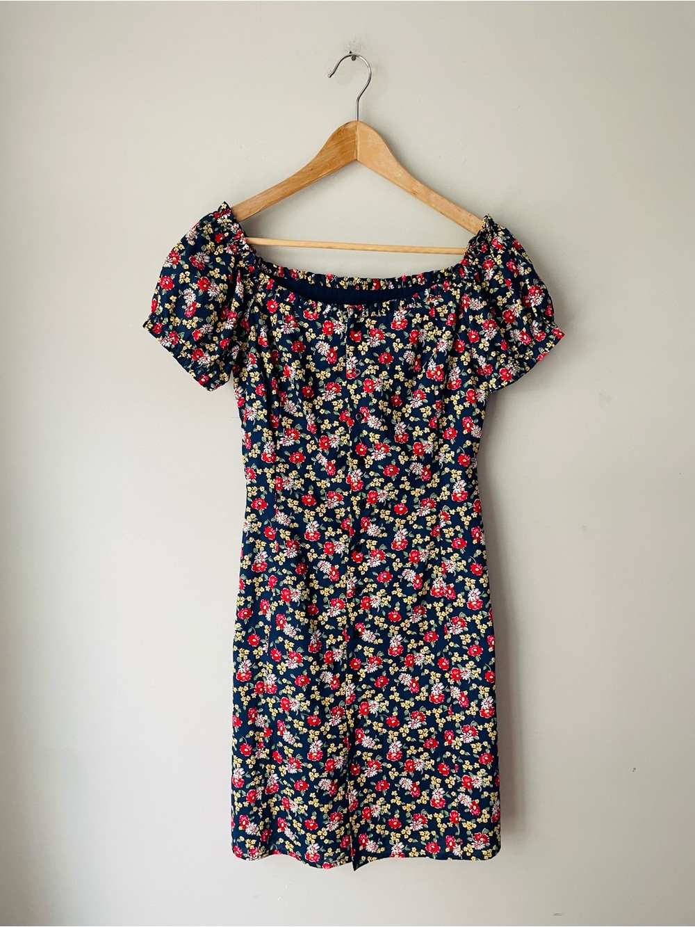Ralph Ralph Lauren Vintage Floral Off-Shoulder Navy Women’s Dress RARE